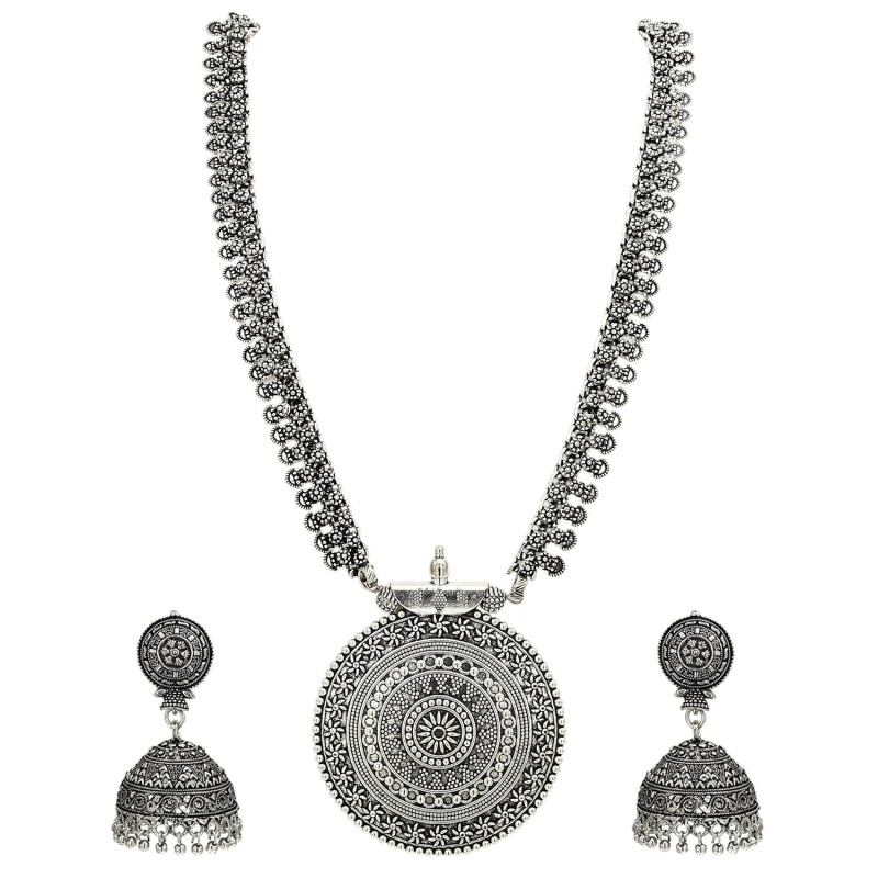 German Oxidized Long Necklace Earring Set | Best Earings for Girls and Women