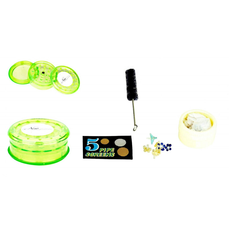 Single Perc Ice Glass Bong | 8 Inch Including Storage Crusher, Pouch