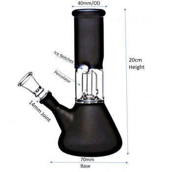 Newzenx Glass Ice Bong Single Perc | 8 Inch | Storage Crusher, Pouch