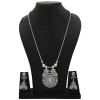 Traditional Oxidized German Silver Necklace with Peacock Earrings for Women