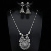 Traditional Oxidized German Silver Necklace with Peacock Earrings for Women