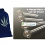Newzenx Pyrex Glass Oil Burner Pipe | Transparent, 4 Inch | Pouch - 4 Pieces Combo