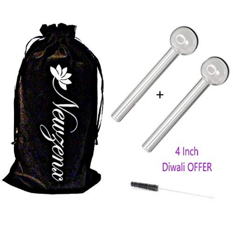 Newzenx Transparent Glass Oil Burner Pipe | Pouch & Pipe Cleaner