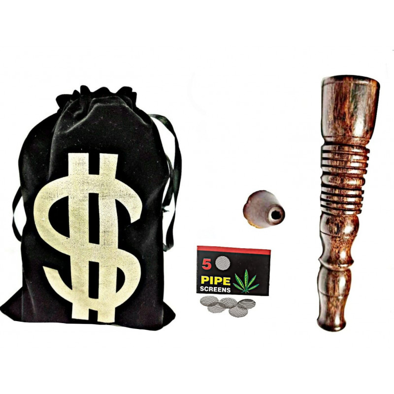 Newzenx 4" Rosewood Hookah Chillum Crafted with Velvet Pouch