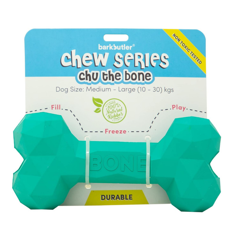 Green Bone Dog Toy | Gentle on Teeth & Gums | 100% Rubber