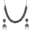 Silver Oxidised Kohlapuri Choker Necklace Set | Traditional Jewellery for Women