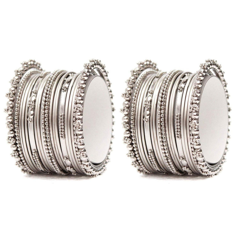 Set of 40 Bangles Set for Women | Oxidised Silver Plated Jewellery | Latest Traditional Bangle
