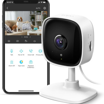 TP-Link Tapo C100 1080P Indoor CCTV Security Camera for Baby & Dog Monitor | Cam with Motion Detection, 2-Way Audio Siren, Night Vision, Cloud & SD Card | Alexa & Google Support