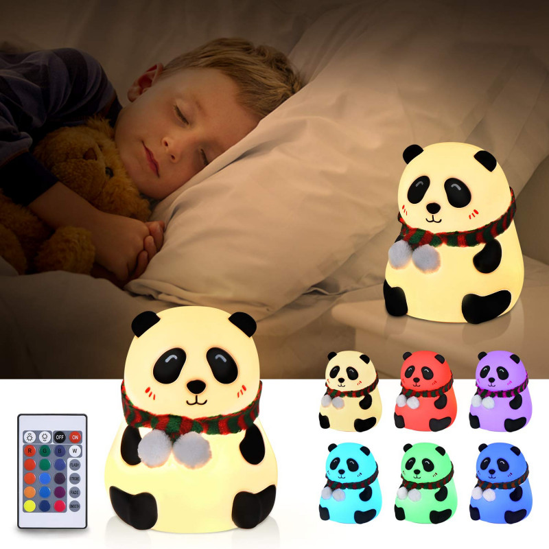 Multicolor LED Panda Night Light Lamp | Soft Silicone | 7 Color Change Lamp for Boys