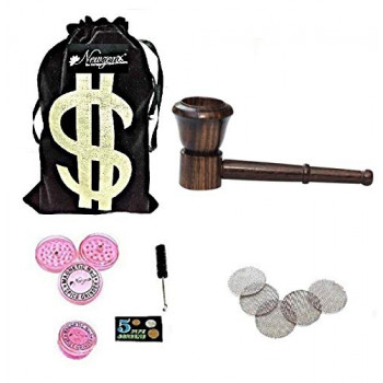 Newzenx 5" Rosewood Crafted Tobacco Smoking Pipe | Herb Crusher & Accessories