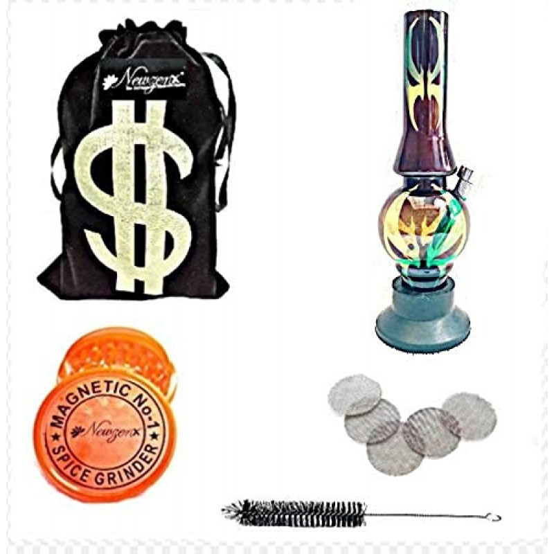 Newzenx 30mm Spider Acrylic Bong | 8 Inch Included Herb Crusher