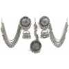 Oxidised German Silver Antique Traditional Maang Tikka, Jhumka, Earrings Jewellery Set