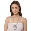 Oxidised German Silver Afghani Long Chain Pendant, Earrings, Necklace Jewellery Set