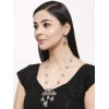 Oxidised German Silver Afghani Long Chain Pendant, Earrings, Necklace Jewellery Set