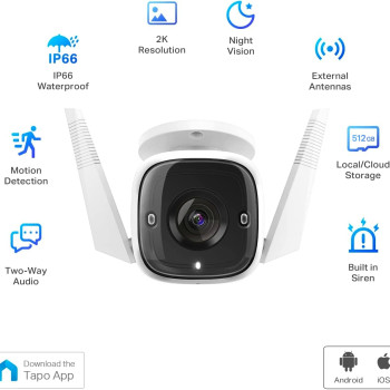 TP-Link Tapo C310 2K Security CCTV Outdoor Camera | Wired, IP66 Weatherproof | Motion/Person Detection, Built-in Siren | Night Vision, Cloud/SD Card Storage, Two-Way Audio, Works w/Alexa & Google