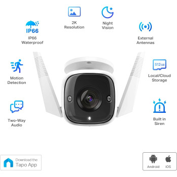 TP-Link Tapo C310 2K Security CCTV Outdoor Camera | Wired, IP66 Weatherproof | Motion/Person Detection, Built-in Siren | Night Vision, Cloud/SD Card Storage, Two-Way Audio, Works w/Alexa & Google