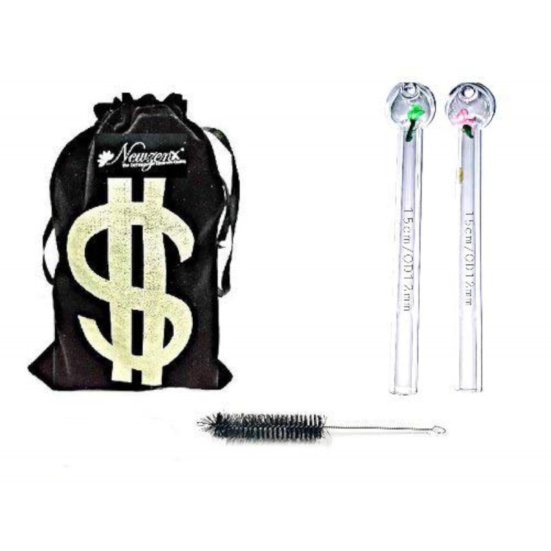 Newzenx 6 Inch Oil Burner Smoking Love Rose Pipe Combo | 12mm/Tube
