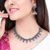Traditional Silver Oxidised Kohlapuri Jewellery Choker Necklace Set for Women