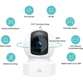 TP-Link 2K+ Indoor Wired Security CCTV Camera | Pan/Tilt | Pet & Baby Surveillance, Motion Tracking & Alert, 2-Way Audio, Night Vision (KC410S)