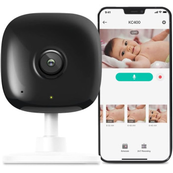 TP-Link Kasa KC400 2K+ Indoor Wired Security Camera | Person/Motion/Baby Cry Detection Motion Alert | 2-Way Audio | HD Night Vision | SD Card Storage