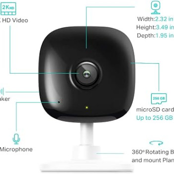 TP-Link Kasa KC400 2K+ Indoor Wired Security Camera | Person/Motion/Baby Cry Detection Motion Alert | 2-Way Audio | HD Night Vision | SD Card Storage