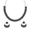Traditional Silver Oxidised Jewellery | Silver Choker Set | Studded Stones Necklace Set