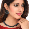 Traditional Silver Oxidised Jewellery | Silver Choker Set | Studded Stones Necklace Set