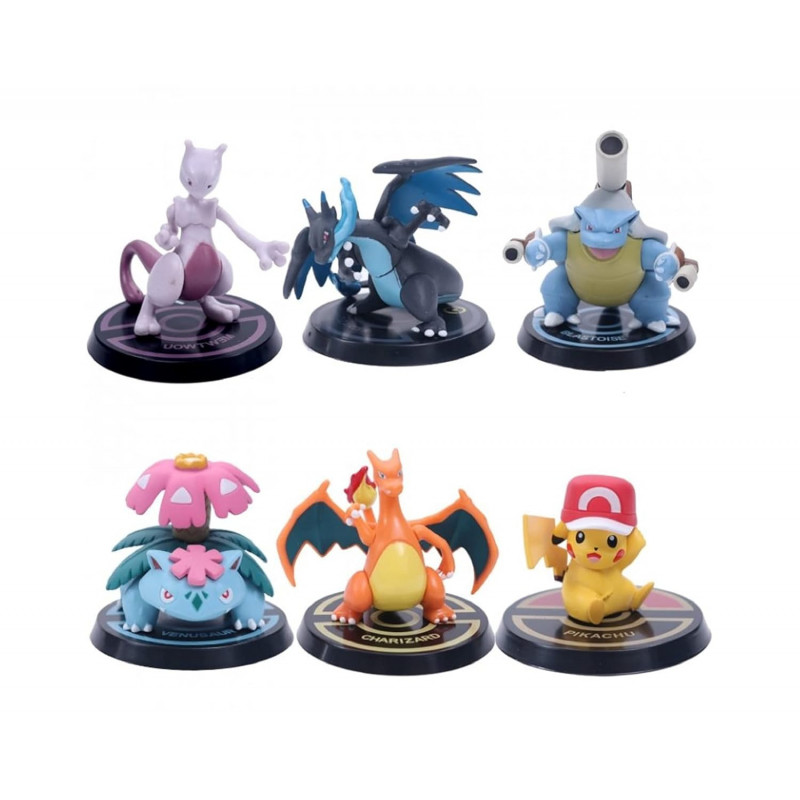 Pokemon Action Figure | Limited Edition Toy for Car Dashboard, Study Table (9cm, Pack of 6)