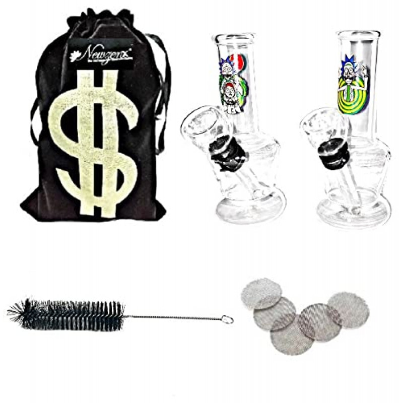 Newzenx Rick & Morty Glass Bong | 4 Inch/2 Pieces Combo
