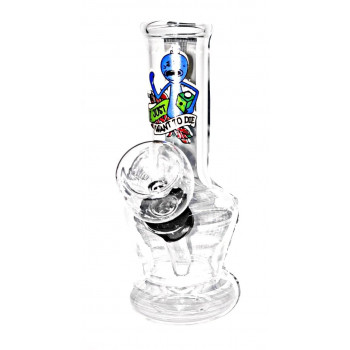 Newzenx Mini Rick & Morty Water Pipe Glass Bong 4 Inch | Pouch & Accessories