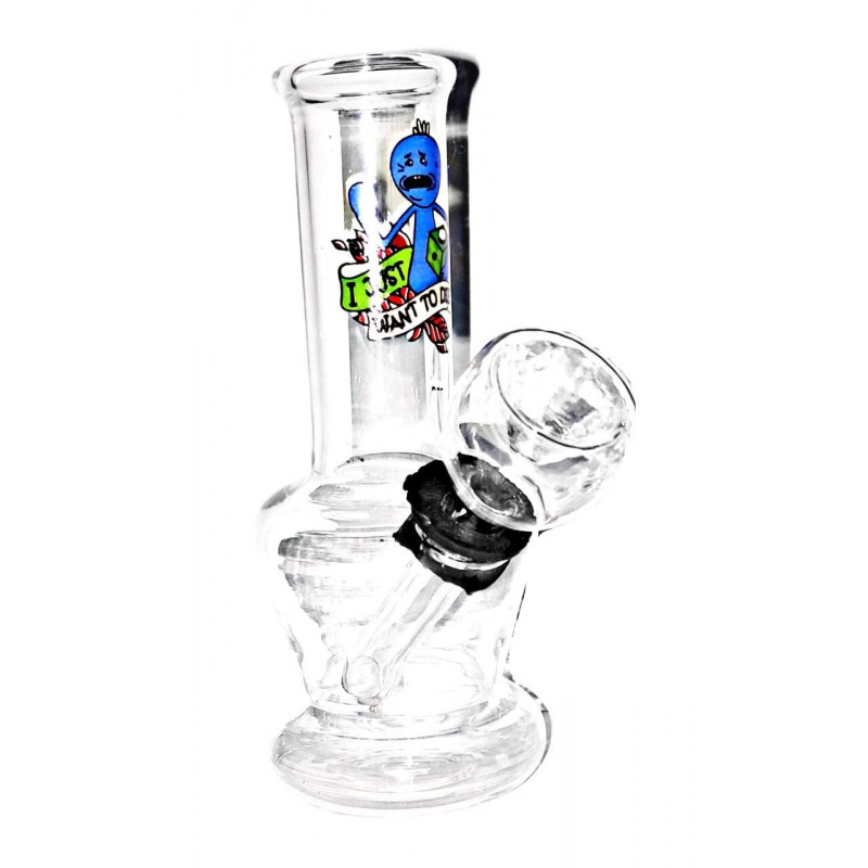 Newzenx Rick & Morty Water Pipe Glass Bong 4 Inch | Velvet Pouch