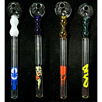 Newzenx 6" Oil Crystal Pipe Double Bowl | 4 Sign Combo Pack | Pipe Cleaner & Pouch