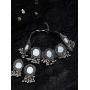 Latest Stylish Fancy Oxidised Silver Tribal Choker Necklace Jewellery Set for Women