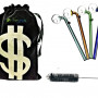 Newzenx Oil Meth Crystal Pipe Combo Pack | 8mm/7"/4 Pcs | Pipe Cleaner & Pouch