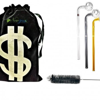 Newzenx Oil Meth Crystal Pipe Combo Pack | 7 Inch/8mm/3 pcs | 3 Color | Pouch & Pipe Cleaner