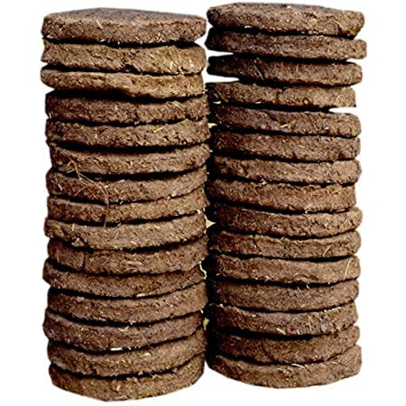 Organic Pure Cow Dung Cake Gobar Upla | Uplay Cow/Kande (Pack of 50)