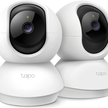 TP-link Tapo C210P2 2K Security Camera Pan & Tilt for Baby Monitor, Dog | Motion Detection, Two-Way Audio, Night Vision, SD Card & Alexa Support (2-Pack)