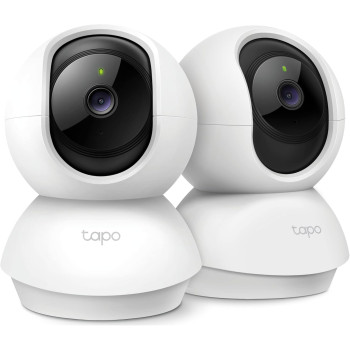 TP-link Tapo C210P2 2K Security Camera Pan & Tilt for Baby Monitor, Dog | Motion Detection, Two-Way Audio, Night Vision, SD Card & Alexa Support (2-Pack)