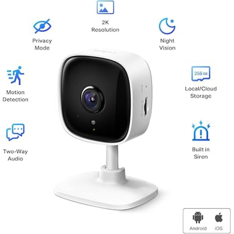TP-Link C110P2 2K Indoor Tapo CCTV Camera | Motion Alert Security Cam