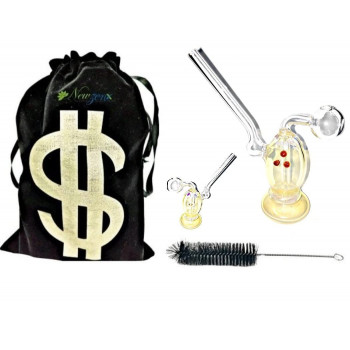 Newzenx Glass Oil Burner Honey/Meth Bong 4 Inch Included Pouch & Accessories