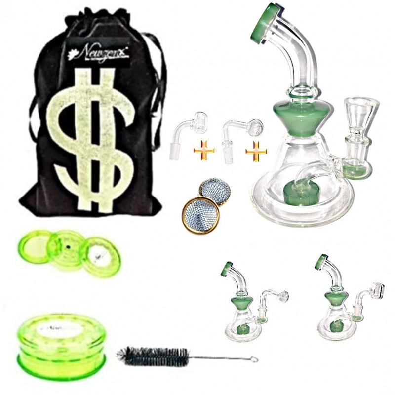 Newzenx Glass Showerhead Bong 7 Inch for Oil/Honey/Herb - Combo
