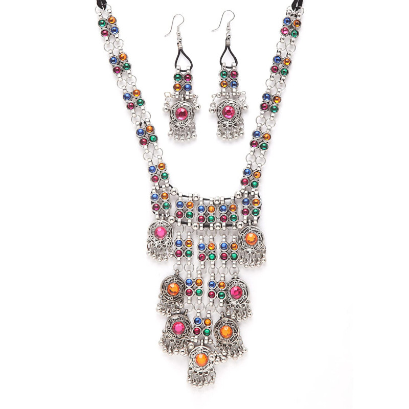 Latest Stylish Traditional Oxidised Silver Necklace Jewellery Set for Women