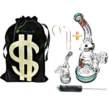 Newzenx 10" Glass Showerhead Cat Artistic Logo Bong | Bong with Pouch