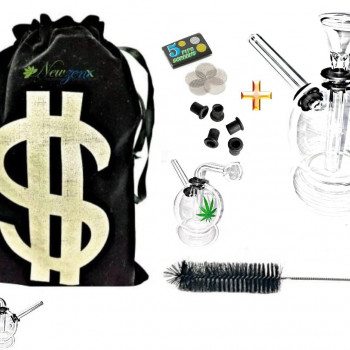 Newzenx Glass Leaf Handy Bong 4 Inch for Meth/Weed/Honey | Included Pouch & Accessories