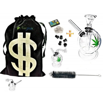 Newzenx Glass Leaf Handy Bong 4 Inch for Meth/Weed/Honey | Included Pouch & Accessories