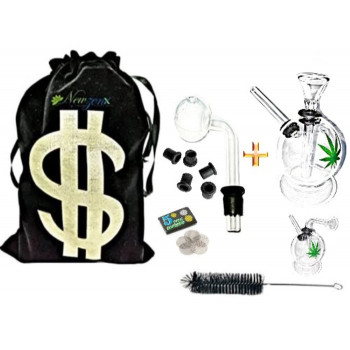 Newzenx Glass Leaf Handy Bong 4 Inch for Meth/Weed/Honey | Included Pouch & Accessories