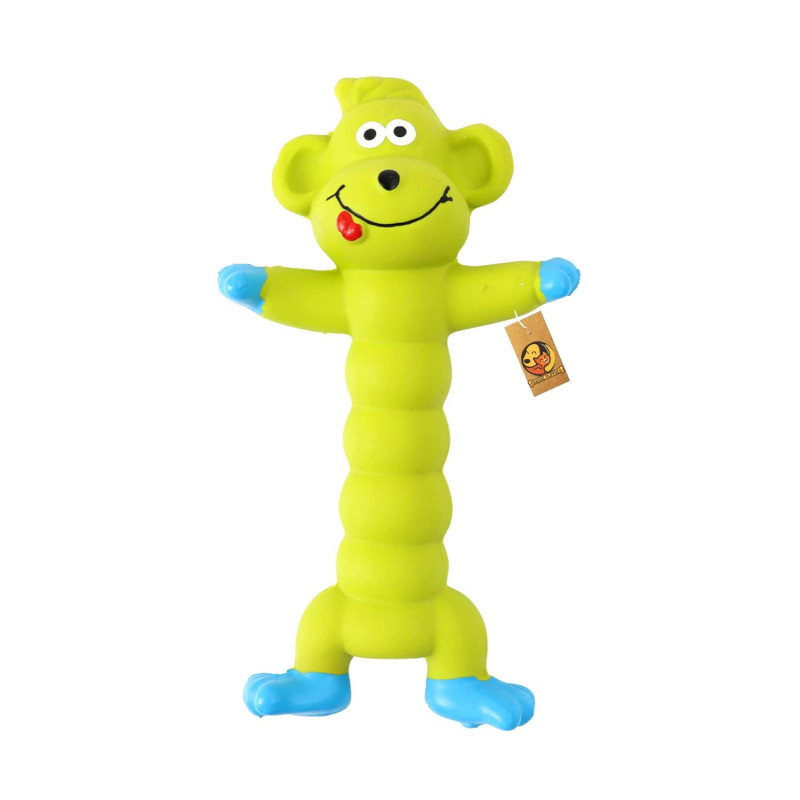 Squeaky Chew Dog Toy | Green Monkey | Rubber Playing Fetching Pet Toy