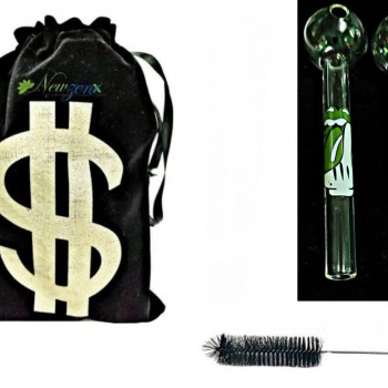 Newzenx 5" Oil Meth Crystal Pipe Combo | 5 Inch/12mm Thick Glass 2 Pcs | Pouch & Pipe Cleaner