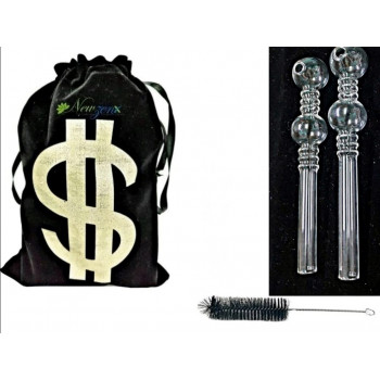 Newzenx Double Rings Oil Meth Crystal Pipe Combo | Pouch & Pipe Cleaner 12mm/6"/2 Pcs