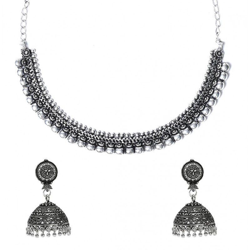 Paradise Jewels Oxidised silver Jewellery set for woman and girls | Stylish Necklace